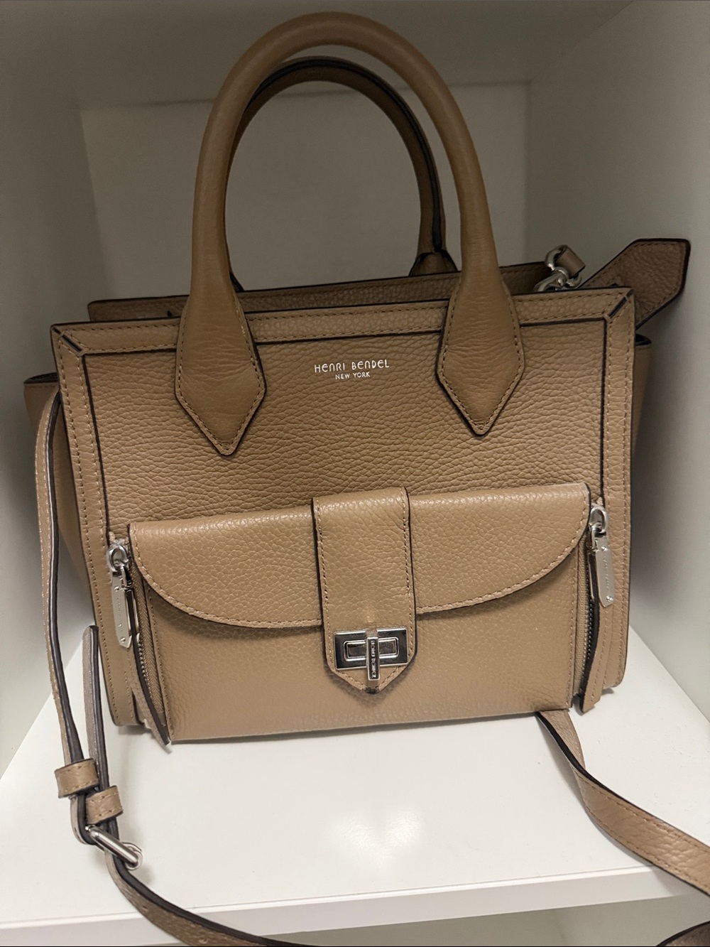Henri Bendel Tan Leather Satchel - Structured Women’s Handbag